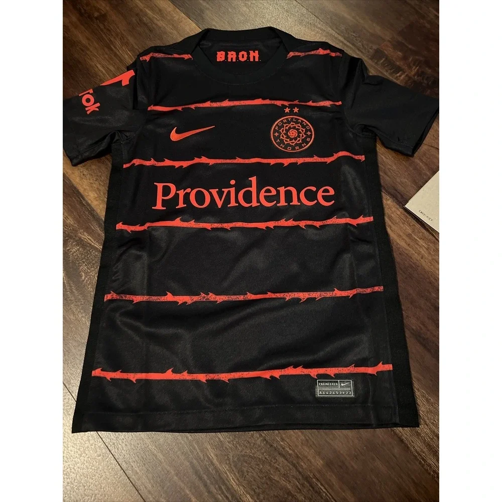 New Nike Youth Portland Thorns Soccer Breathe Jersey Size Kids XL Black Red